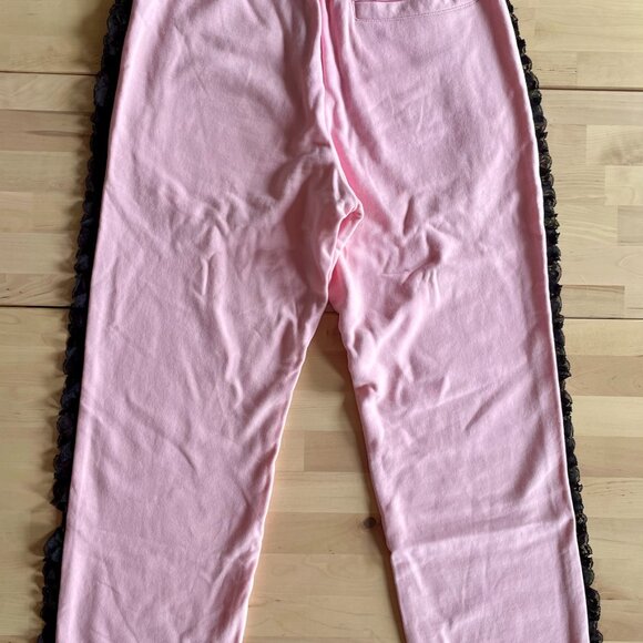 Teddy Fresh Women's Pink Sweatpants with Black Lace Trim size Small NWT NEW - Picture 4 of 6